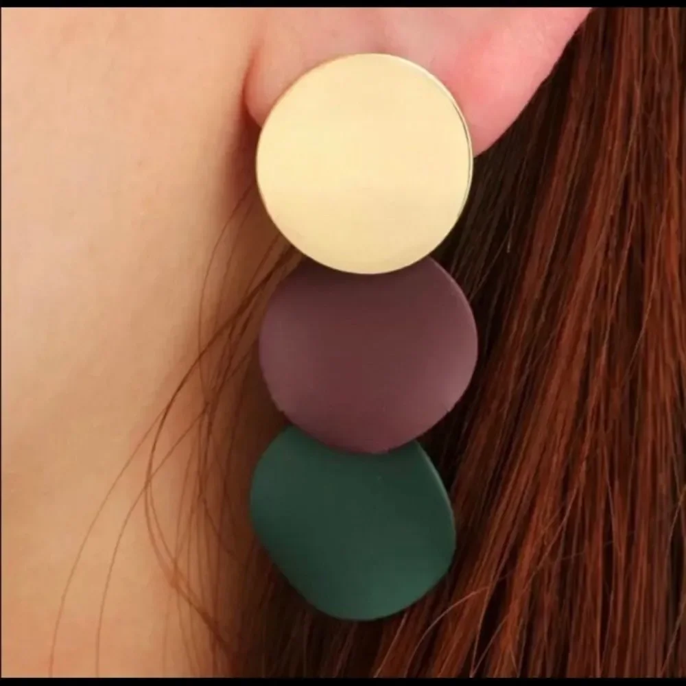 Three Circle Metal Geo Earrings